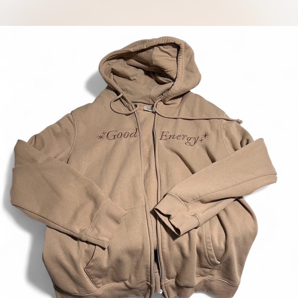 Mighty Fine Brown Hoodie with Embroidery